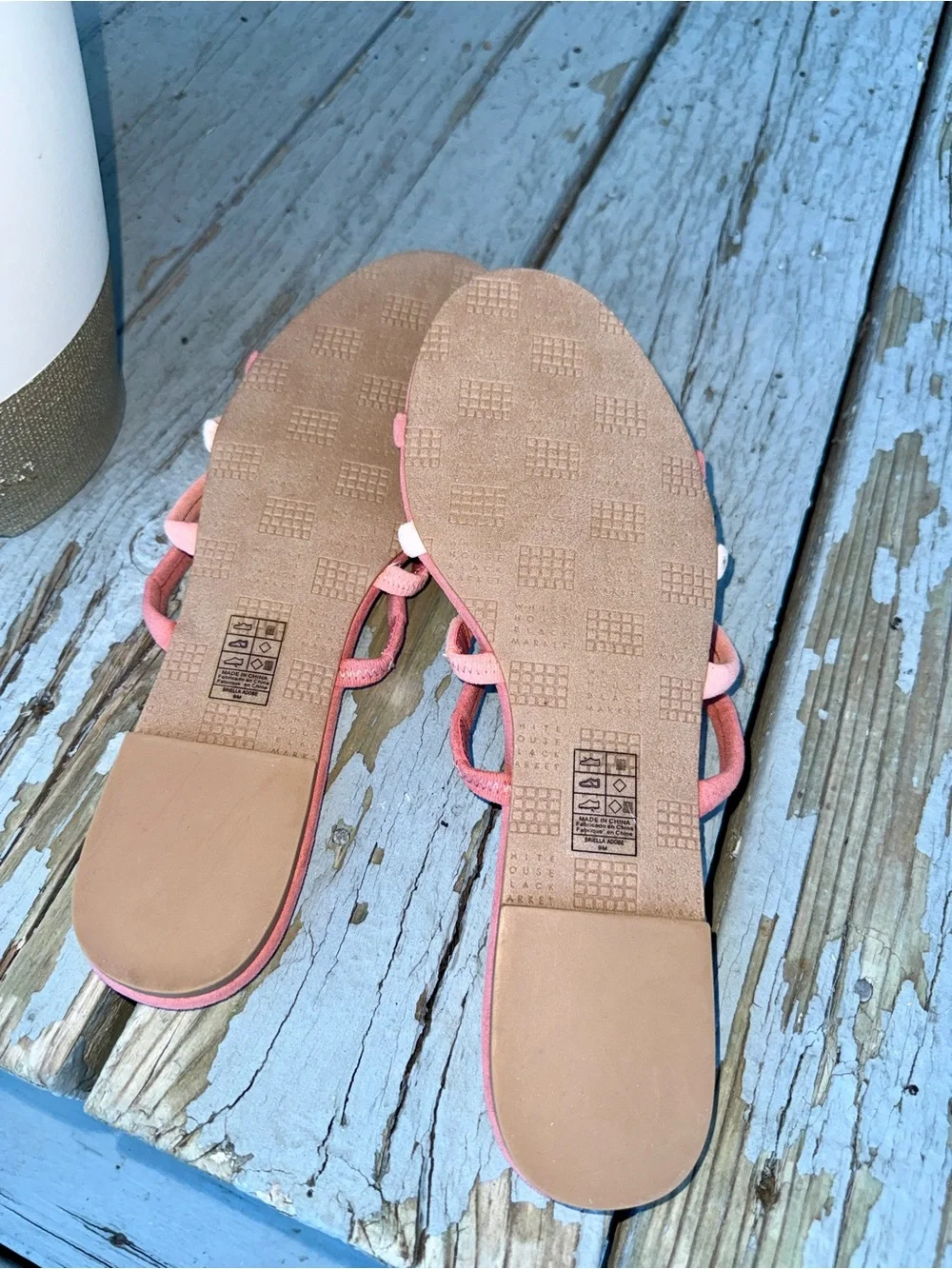 White House Black Market Pink Strappy Slide Sandals - Picture 4 of 4